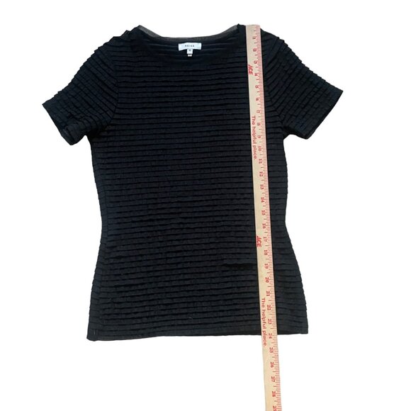 Reiss XS Black Textured Short Sleeve Top - Picture 2 of 8